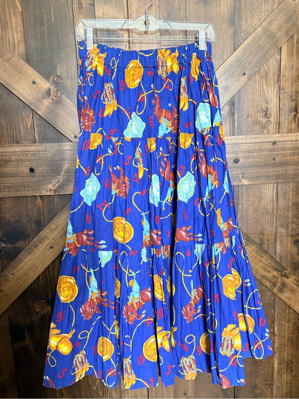 Vintage Shelbi Ranch Whimsical Western Cowgirl Square Dance Tiered Skirt Size M